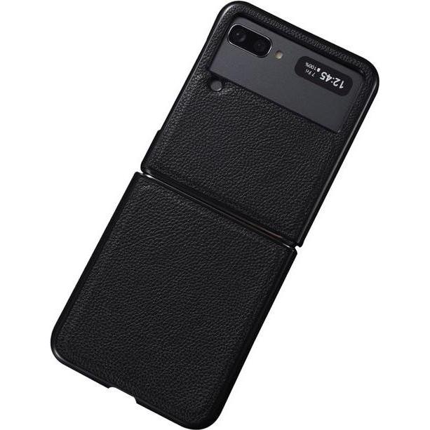 MU Classic Echtleder Hardcase Hülle (Samsung Galaxy Z Flip3), Smartphone Hülle, Schwarz