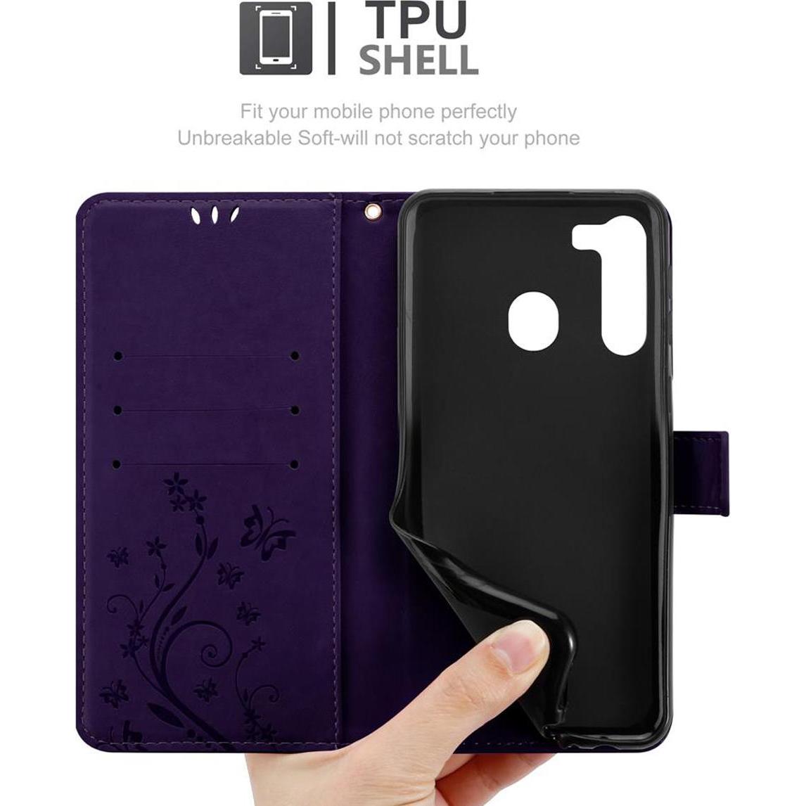 Thumbnail - Cadorabo Flower Book Hülle (Samsung Galaxy A21), Smartphone Hülle, Violett