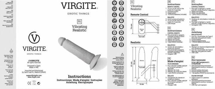Actual product image Virgite Realistic vibrator "R1" 19cm With remote control
