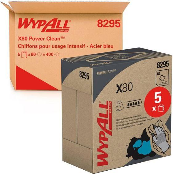 Actual product image Kimberly-Clark Wiping cloth Kimberly Clark WYPALL X80 Wipe box steel blue 2-ply, I fold, HYDROKNIT, 5 boxes x 80 T (1 pcs.)