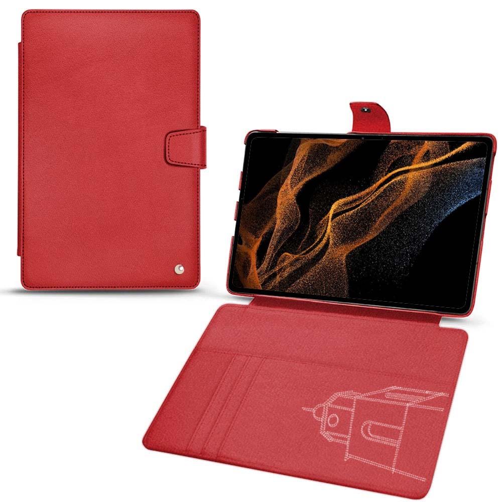 Noreve Lederschutzhülle Wallet (Galaxy Tab S8+), Tablet Hülle, Rot