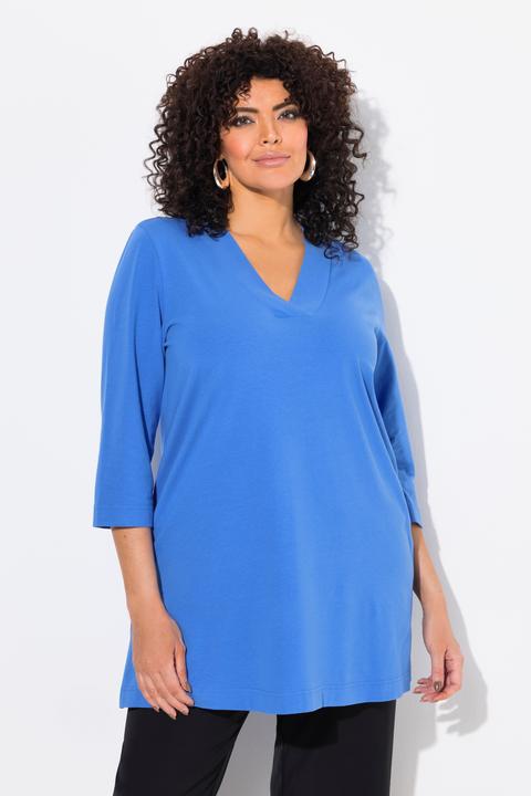 Immagine prodotto Ulla Popken Maglia dal taglio lungo e svasato con scollo a V e maniche a 3/4 (46, 48)