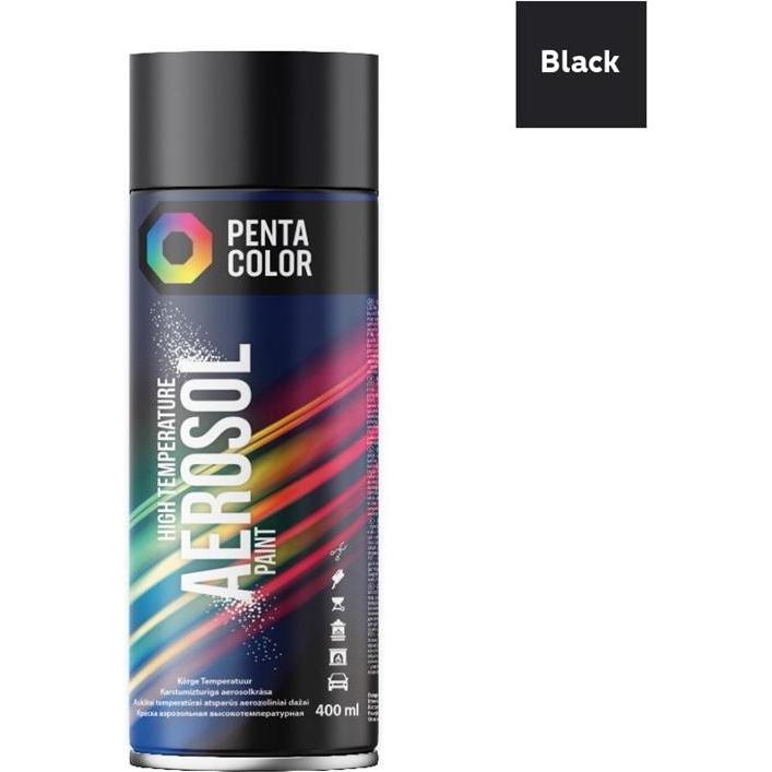 Pentacolor, Colore + Vernice per fai da te, Vernice Aeros Penta High Temp Black 400ml (400 ml)