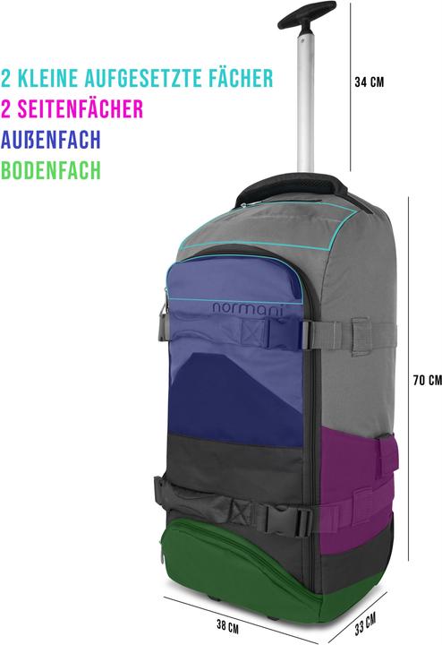 Actual product image Normani Reisetasche mit Rucksackfunktion 90L mit Regenüberzug Schwarz/Grau (90 l)