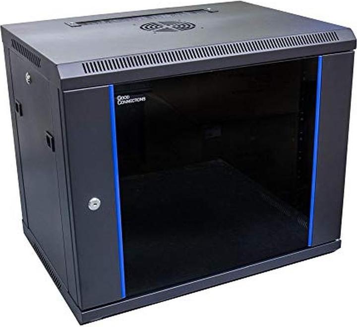 Produktbild Good Connections 19" Wandgehäuse, 9HE, tiefschwarz (RAL9005) 600 x 450mm, fertig montiert, ® (9 HE, 19 Zoll Rack)