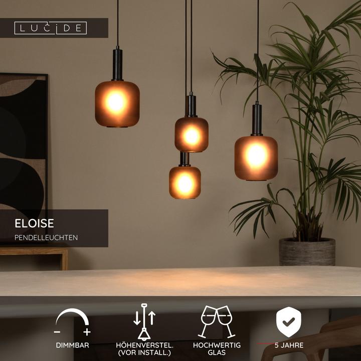 Actual product image Lucide hanglamp 4xe27 bruin/zwart glass (E27)