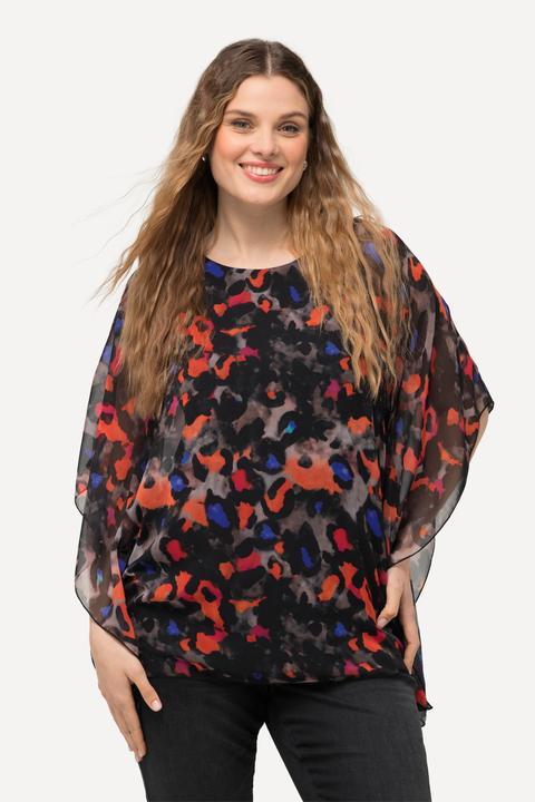 Actual product image Ulla Popken Colorful Leopard Layered Chiffon Blouse (50, 52)