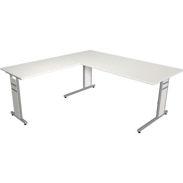Kerkmann, Schreibtisch, Schreibtisch Form4 180 C-Fuss-Gestell 180x80x68-82cm / Anbau 100x60cm weiss