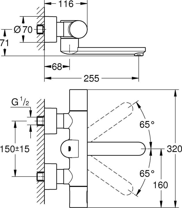Produktbild Grohe Eurosmart CE Infrarot-Wand-Waschtischarmatur mit Temperaturregulierung