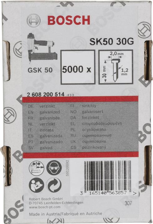 Produktbild Bosch Professional Zubehör Senkkopf-Stift SK50 30G, 1,2 mm, 30 mm, verzinkt