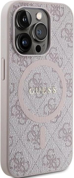 Actual product image Guess GUHMP14XG4GFRP iPhone 14 Pro Max 6.7" różowy/pink hardcase 4G Collection Leather Metal Logo Ma (Apple iPhone 14 Pro Max)