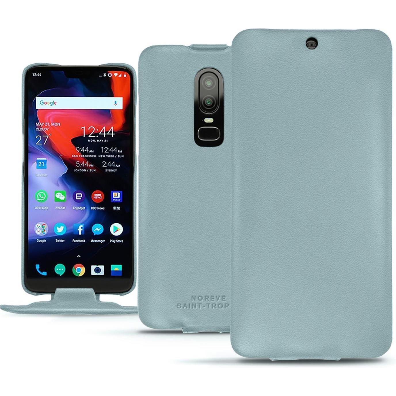 Noreve Lederschutzhülle vertikal (OnePlus 6), Smartphone Hülle, Blau