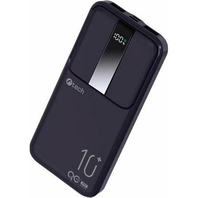 Thumbnail - C-Tech Powerbanka, Li-Pol,, USB-C/USB-A/micro USB (10000 mAh, 22.50 W), Powerbank, Schwarz