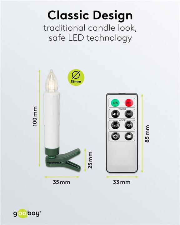 Immagine prodotto Goobay 20 kabellose LED-Weihnachtsbaumkerzen (20 x)
