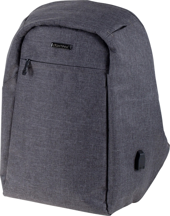 Produktbild Lightpak Rucksack "SAFEPAK", mit USB-Ladeport, grau Polyester, gepolsterter Rücken, Trolleyband