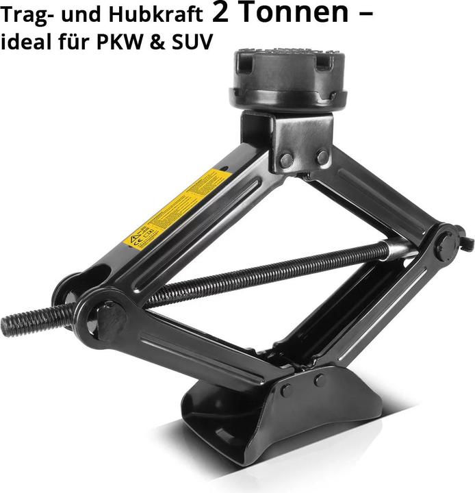 Image du produit Stahlwerk Scherenwagenheber mit Ratsche, 2.000 kg Hubkraft, Set mit Radmutterschlüssel und Tasche