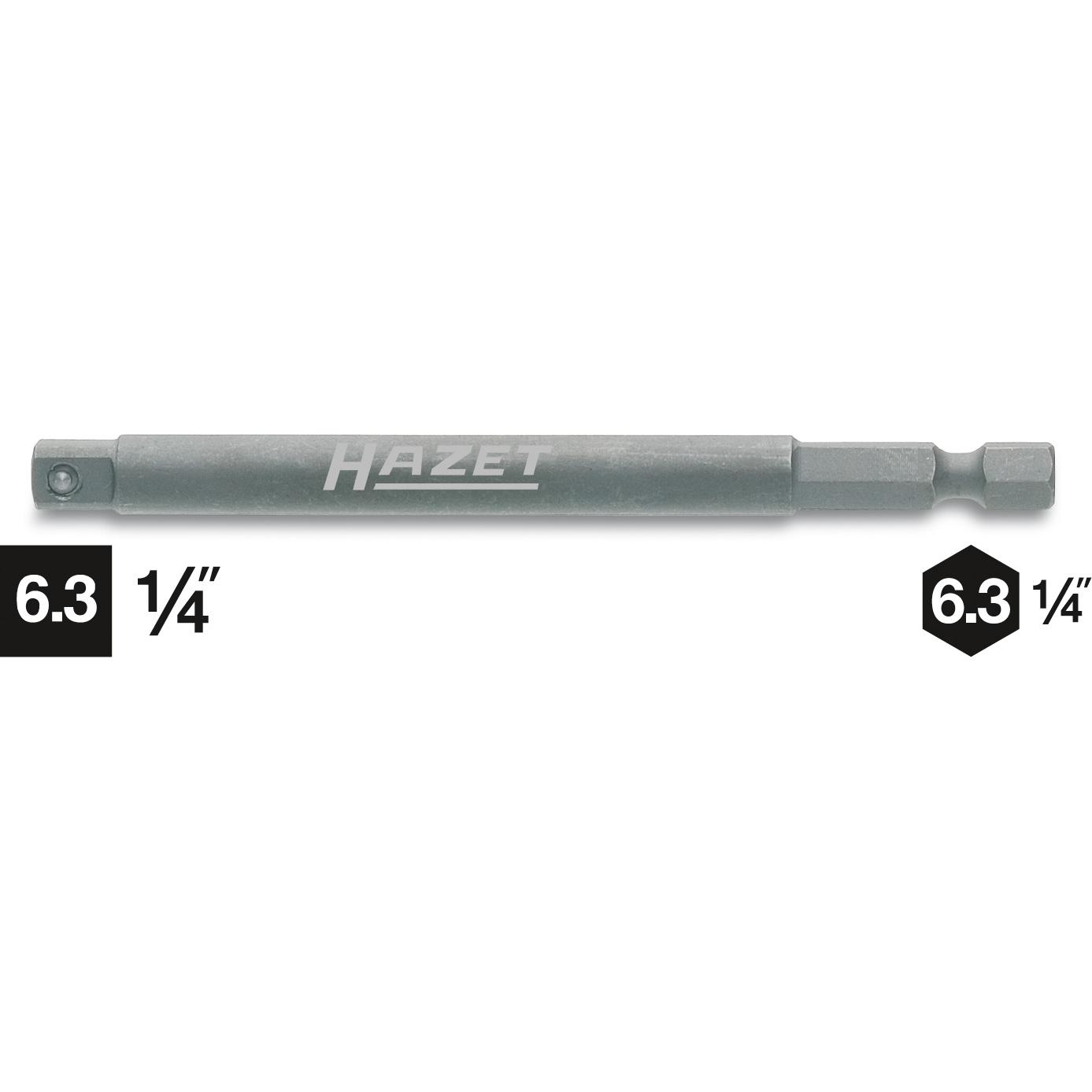 HAZET, Steckschlüssel + Stecknuss, Schlag-, Maschinenschrauber Adapter 8508S-3 ∙ Sechskant6,3 (1/4 Zoll) ∙ Vierkant 6,3 ...
