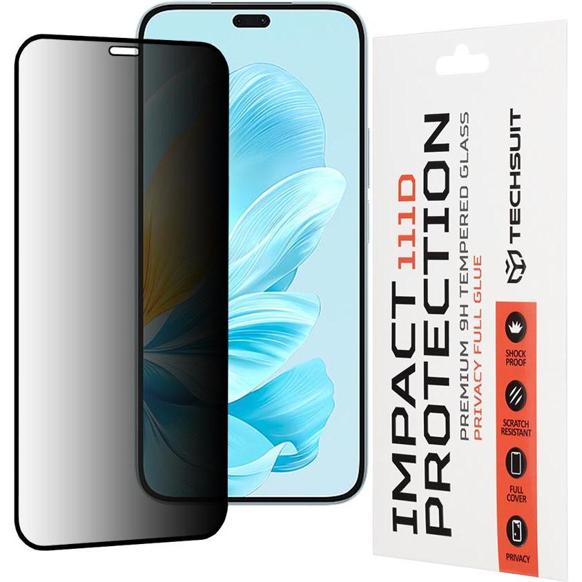 Techsuit - 111D Privacy Full Glue - Honor 200 Lite - Black (Honor 200 Lite), Pellicola protettiva smartphone, Nero