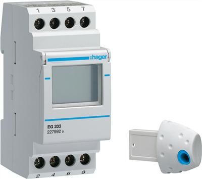 Hager Horloge hebdomadaire 2 inverseurs EG203 16A 2PLE digital