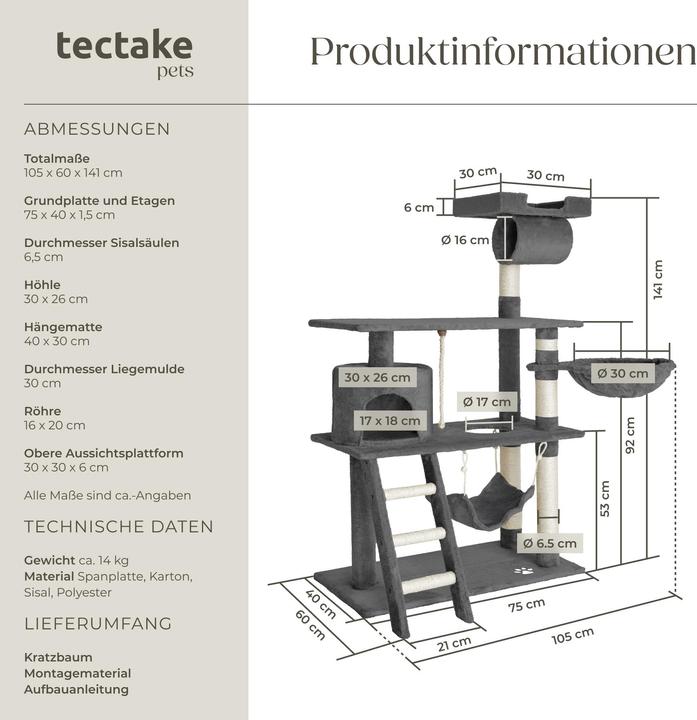 Immagine prodotto tectake Marcel (141 cm, Grigio)