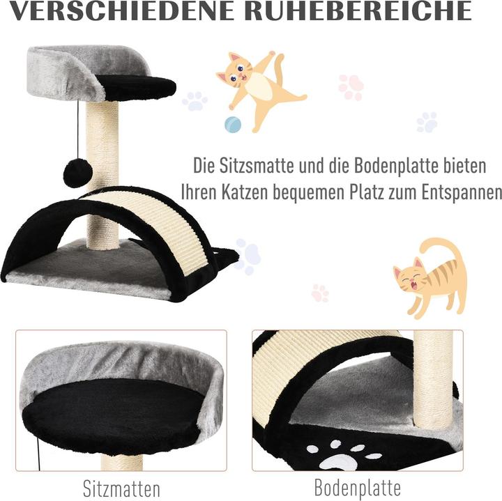 Immagine prodotto PawHut Albero per gatti con peluche (44 cm, Nero)