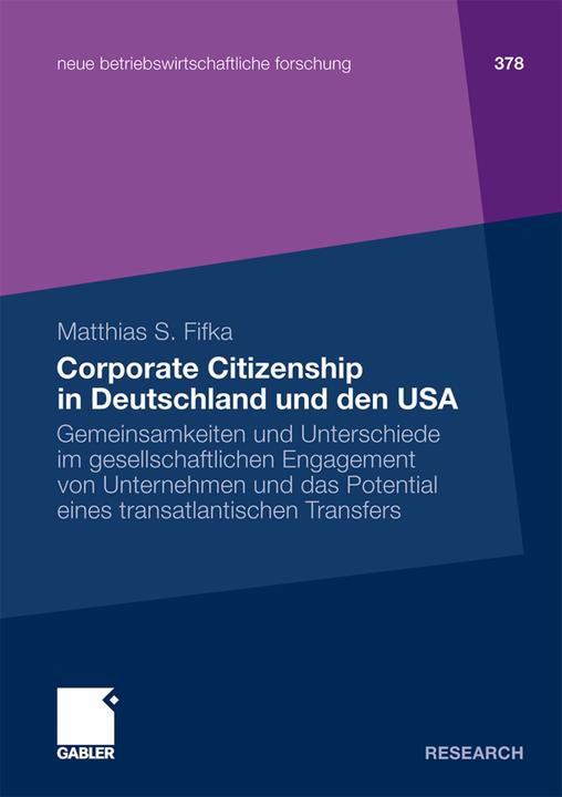 Produktbild Corporate Citizenship in Deutschland und den USA (Deutsch, Matthias S. Fifka, 2011)