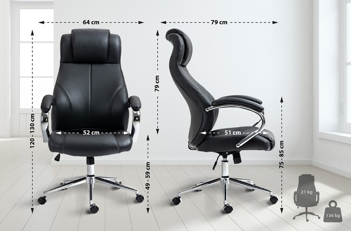 Actual product image CLP Office chair Salford real leather, black