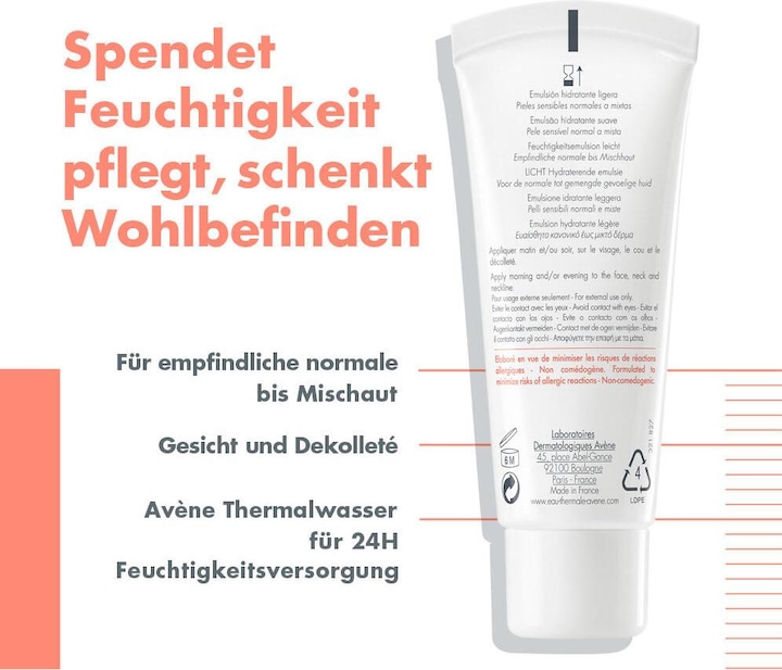 Actual product image Avène Hydrance Light (40 ml, 24h cream, Up to SPF 10)