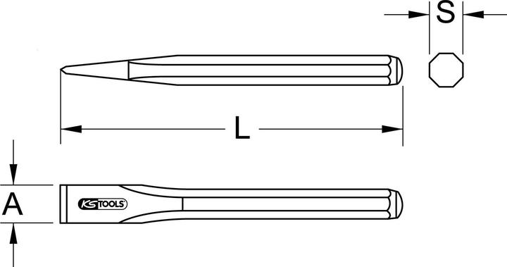 Actual product image KS Tools Flat chisel, hexagonal, 30x400 mm
