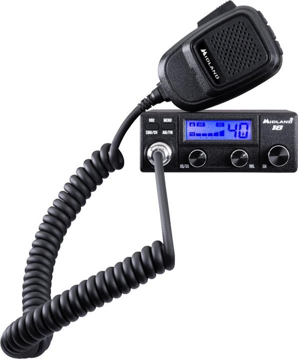 Actual product image Midland Compact CB Transceiver with Multi-Color Display and VOX for Hands-Free Communication