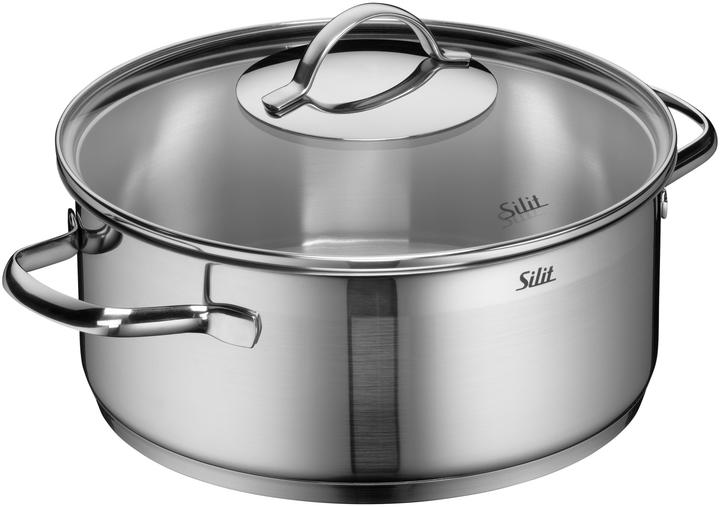 Produktbild Silit Kochtopf Bratentopf Induktion 24cm Glasdeckel 4,1l Achat Edelstahl (Bräter + Schmortopf, Edelstahl, 24 x 12.50 cm)