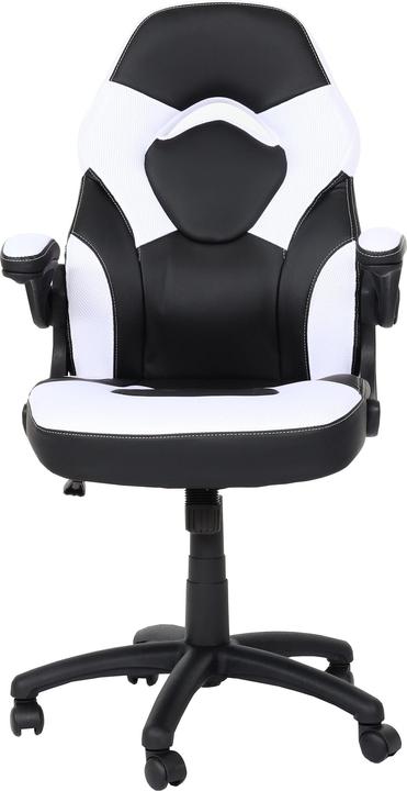 Produktbild Swisshandel24 Bürostuhl HWC-K13, Drehstuhl Gamingstuhl, ergonomisch, verstellbare Armlehne, Kunstleder schwarz-w