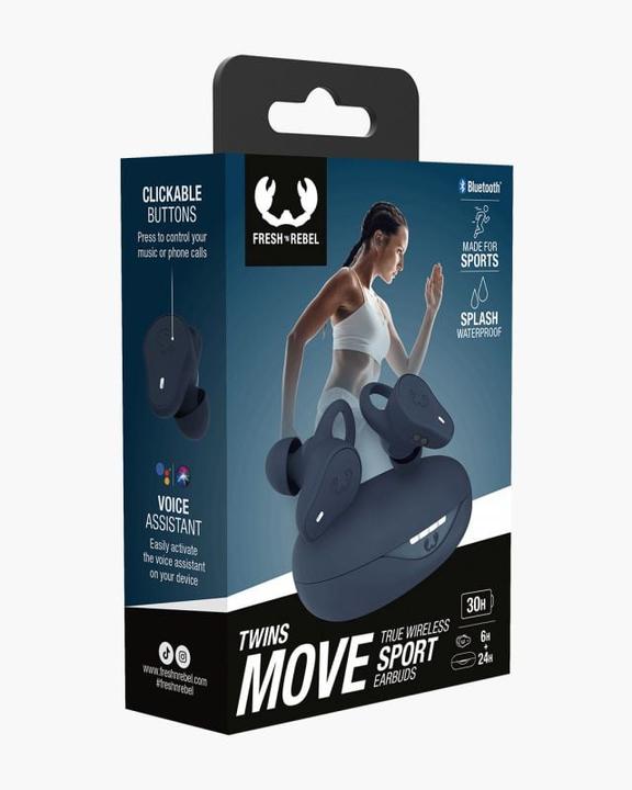 Produktbild Fresh'N Rebel Fresh 'n Rebel Twins Move - Sport Oordopjes - Draadloos - Waterdicht IPX4 - Steel Blue (30 h, Kabellos)