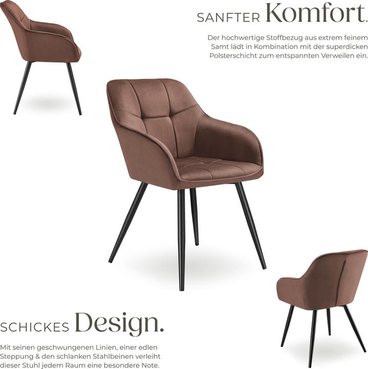 Actual product image tectake chair Marilyn, velvet look, quilted
