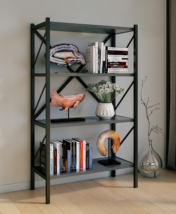 Actual product image VCM Wood Metal Storage Stand Shelf Bookcase Decorative Books Stand Shelf Insasi 4 (66 x 34 x 121 cm)
