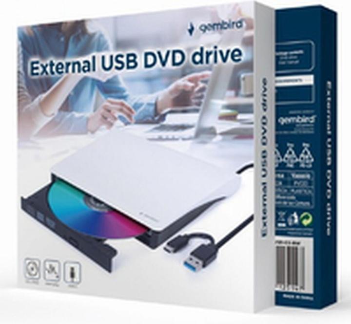 Actual product image Gembird Externes USB-DVD-Laufwerk schwarz-weiss