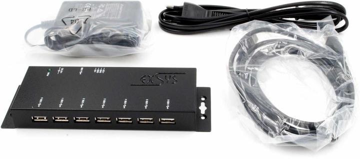 Actual product image Exsys GmbH 7-Port USB 2.0 HUB (Metallgehäuse), inkl (USB-B, 7 ports)