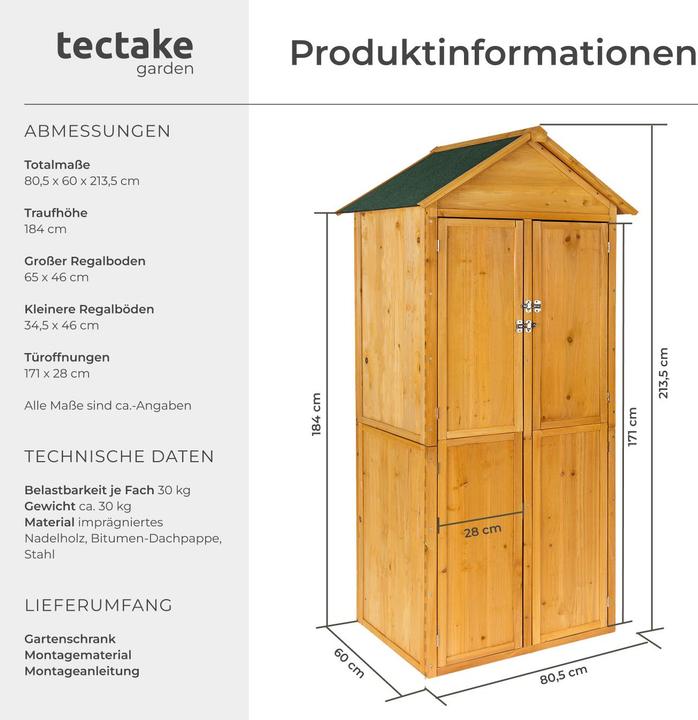 Immagine prodotto tectake armadio da giardino con tetto a punta