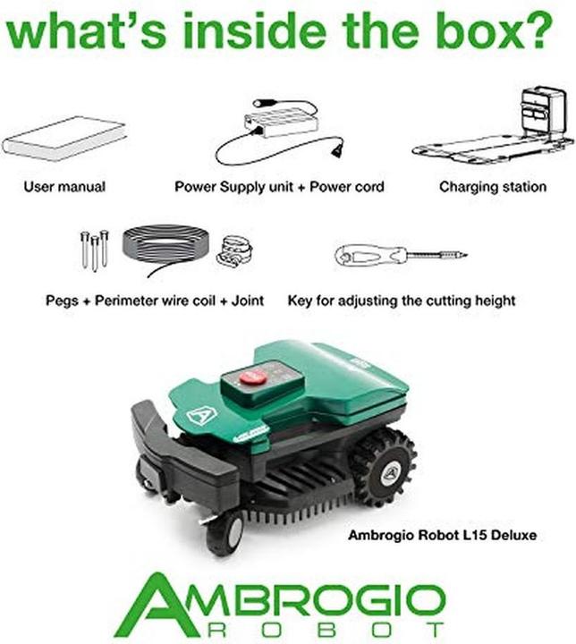 Actual product image Ambrogio L15 Deluxe robotic lawnmower with boundary wireBattery 25.9 V and 5 Ah (600 m², Boundary wire)