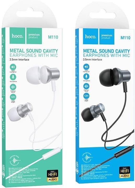 Produktbild Hoco Wired headphones wire earphones Jack 3,5 mm with microphone M110 silver (Kabelgebunden)