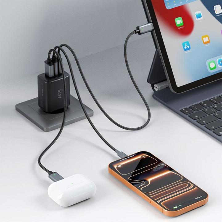 Image du produit Tech-Protect NCA65W-GAN USB-A, 2xUSB-C Netzladegerät PD 65W / QC3.0 Schwarz (65 W, 3 ports)