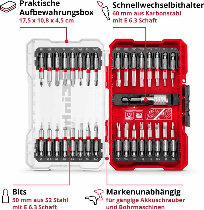 Actual product image Einhell 118903 Bit set 33 pieces (50 mm)