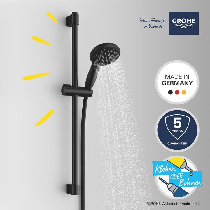 Image du produit Grohe Vitalio QuickFix Start 110 kit de barre de douche, à coller ou à percer, économie d'eau, 2 types de