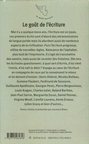 Valeurs nutritives et ingrédients Le goût de l'écriture (Français, Collectif, 2024)