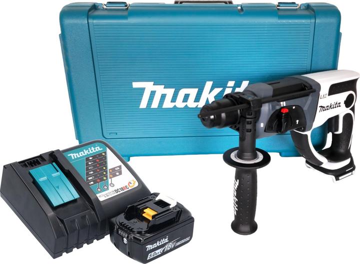 Produktbild Makita DHR 202 RT1W Akku Bohrhammer 18 V 20 mm 2,0 J weiss + 1x Akku 5,0 Ah + Ladegerät + Koffer (Akkubetrieb)