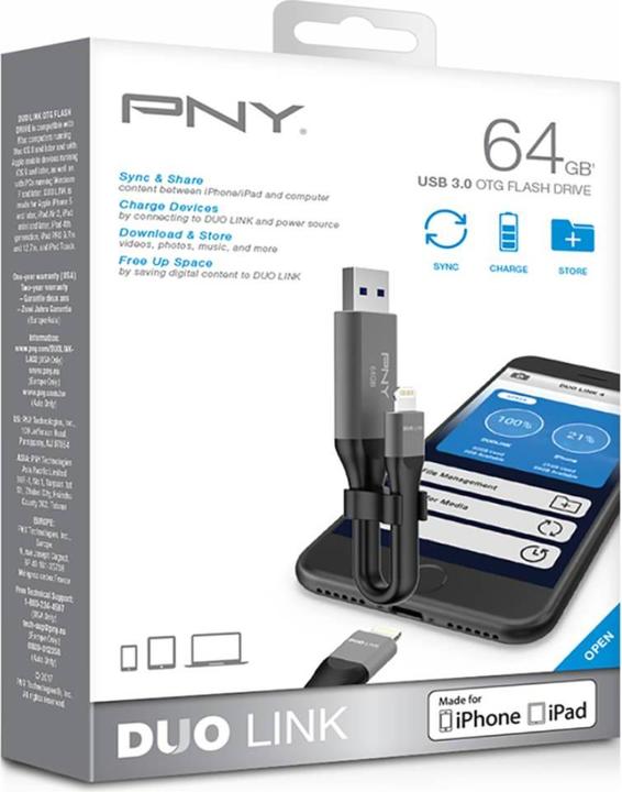 Immagine prodotto PNY DUO-LINK OTG USB 3.0 64GB (64 GB, USB-A)