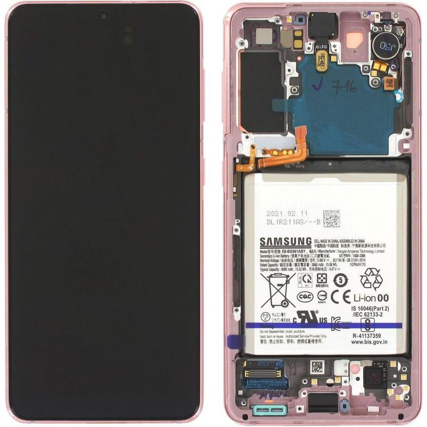 Samsung Galaxy S21 LCD Display incl. Battery Original - Phantom Pink (Display, Galaxy S21), Pezzi di ricambio per dispositivi mobili