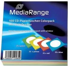 Actual product image MediaRange CD/DVD paper sleeves coloured with window