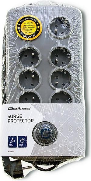 Produktbild Qoltec 50162 surge protector Grey 8 AC outlet(s) (8x, CEE 7/16, 2.50 m)