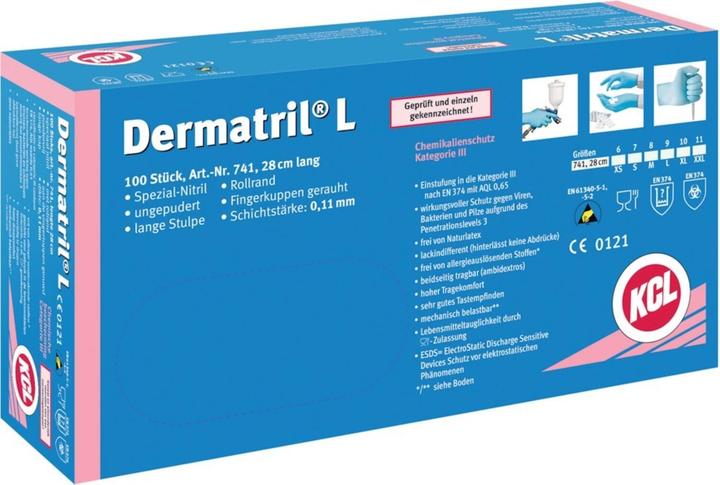 Actual product image KCL Dermatril L 741 074111081C 100 pcs. disposable gloves Size (gloves): 11 EN 455 (10, 11, 6, 7, 8, 9)